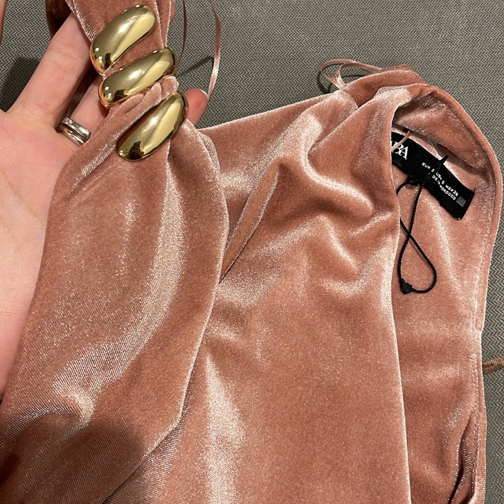 Zara Velvet Blush Color Midi Dress - Picture 14 of 16